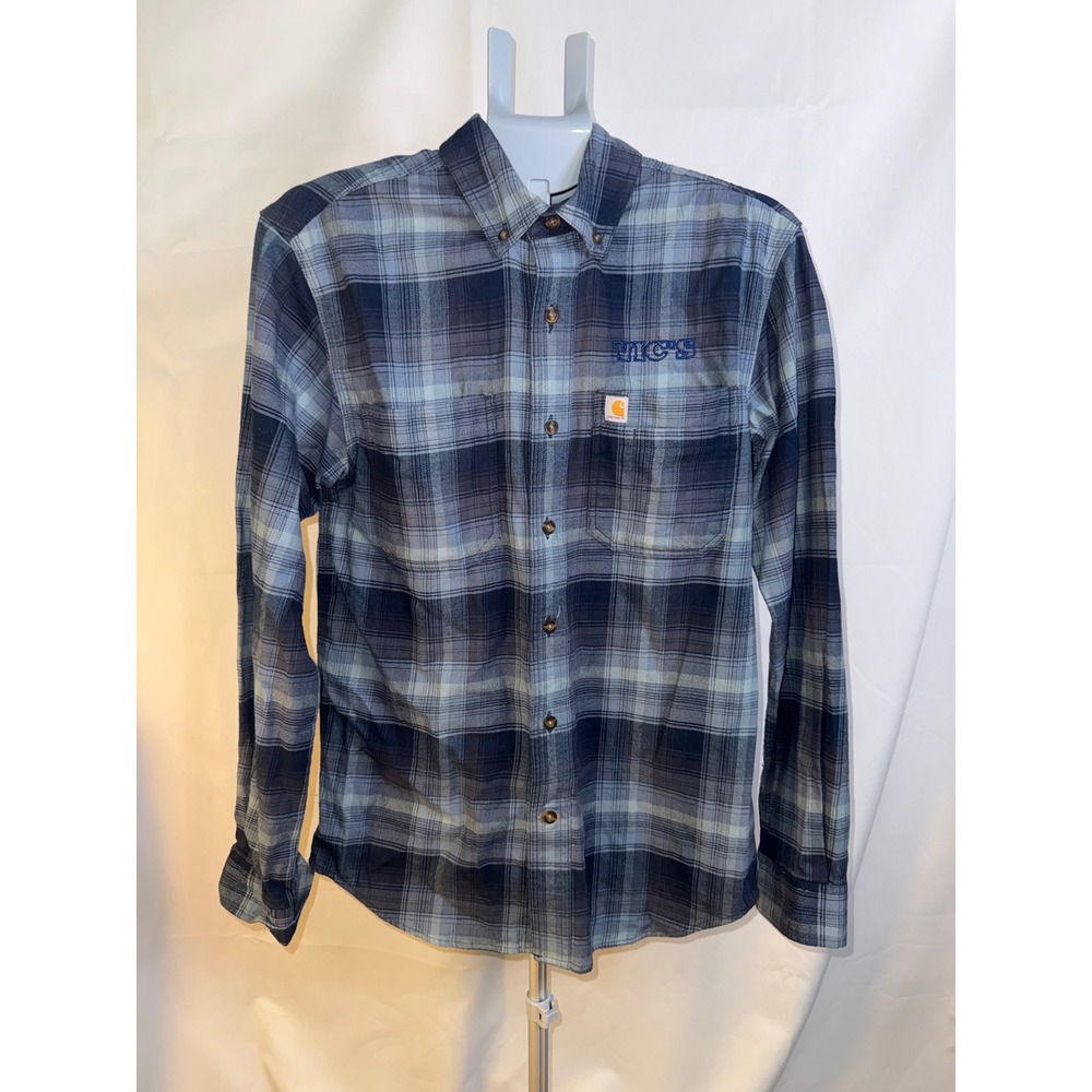 Carhartt Mens Relaxed Fit‎ Flannel Shirt Blue Gray Plaid Long Sleeve Small Vics